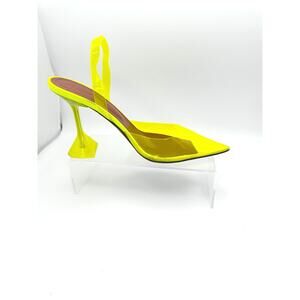 AMINA MUADDI NEON YELLOW PVC HOLLI SLING PARTY HEELS size 37